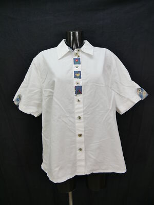 Size 46 costume blouse blouse white cotton Perry with embroidery and trim TB5540