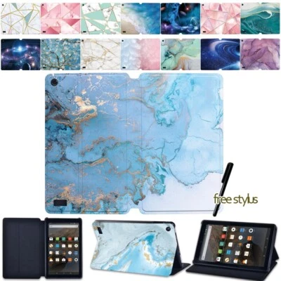Printed Leather Case Stand Cover For Amazon Fire 7" HD 8" / 8" plus HD 10"Tablet