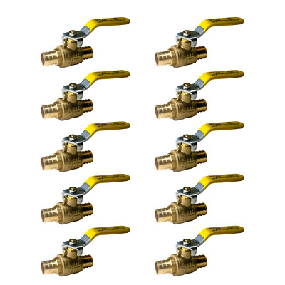 10 Pcs XFITTING 3/4'' Pex Brass Shut Off Ball Valve, Full Port, Lead Free, NSF