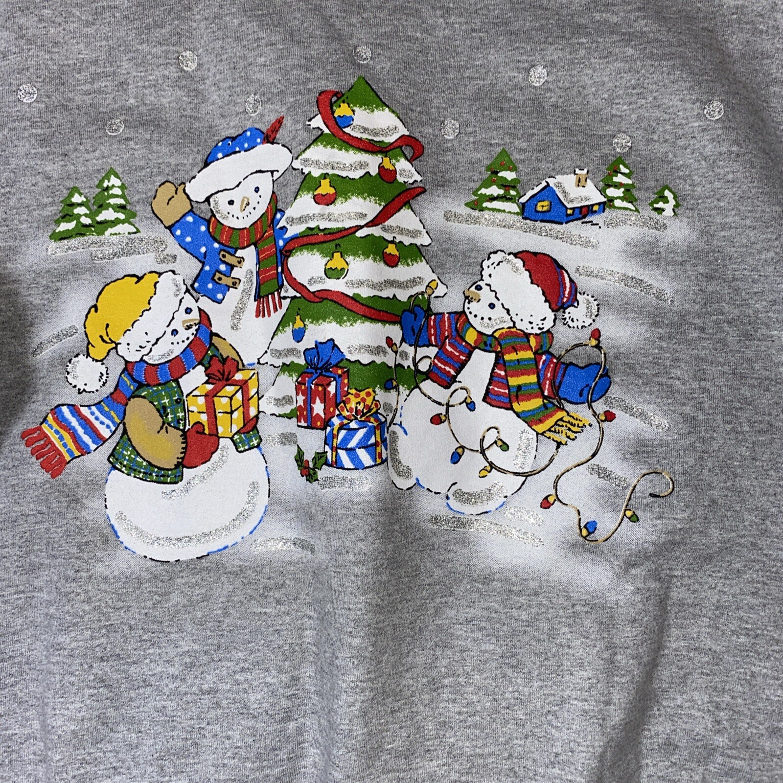 Vintage Basic Editions Gray Embroidered Snowman S… - image 2