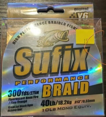 Sufix Performance Braid Fishing Line - 300 Yards and 40 Pound Test - Orange 