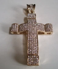 Men's Gold Finish Cross Religious Fashion Dressy Hip Hop Pendant Charm