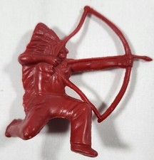 Vintage TIM-MEE 1950's Indian Brown Plastic Figure Kneeling Shoot Bow Arrow