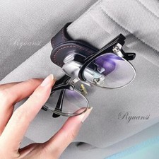 Universal Car Sun Visor Genuine Leather Glasses Sunglass Card Ticket Holder Clip