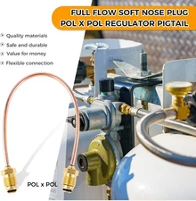 15 Inch High flow Copper Propane Gas Pigtail POL x POL 7/8" HEX Reverse Thread