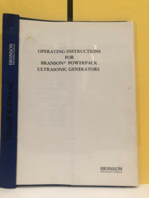 Branson Power Pack Ultrasonic Generators Operating Instructions