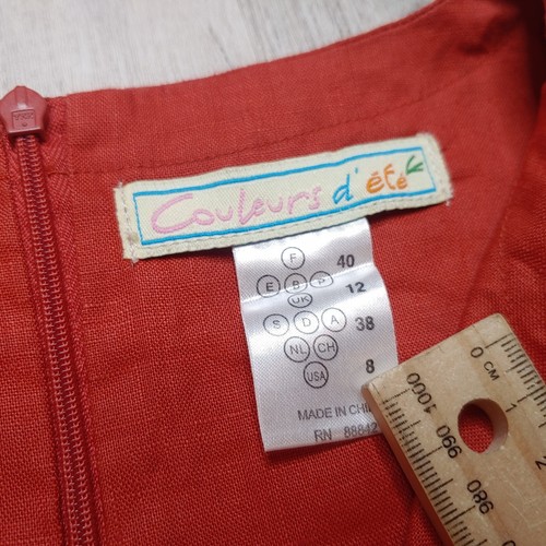 Couleurs D'ete Boho Maxi Dress Zip Back Drape Vintage Linen Rust Red Size 40 - Picture 5 of 11