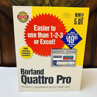 Borland Quattro Pro Ver 5.0 for Windows 3.1 3.5'' Disks Retail Box New Sealed