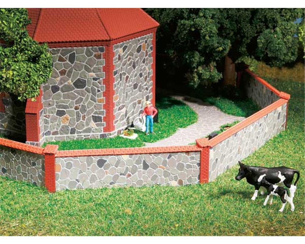 Auhagen 42651 Natural Stone Wall With Columns Per 10 Pieces Total 1250mm Ho New