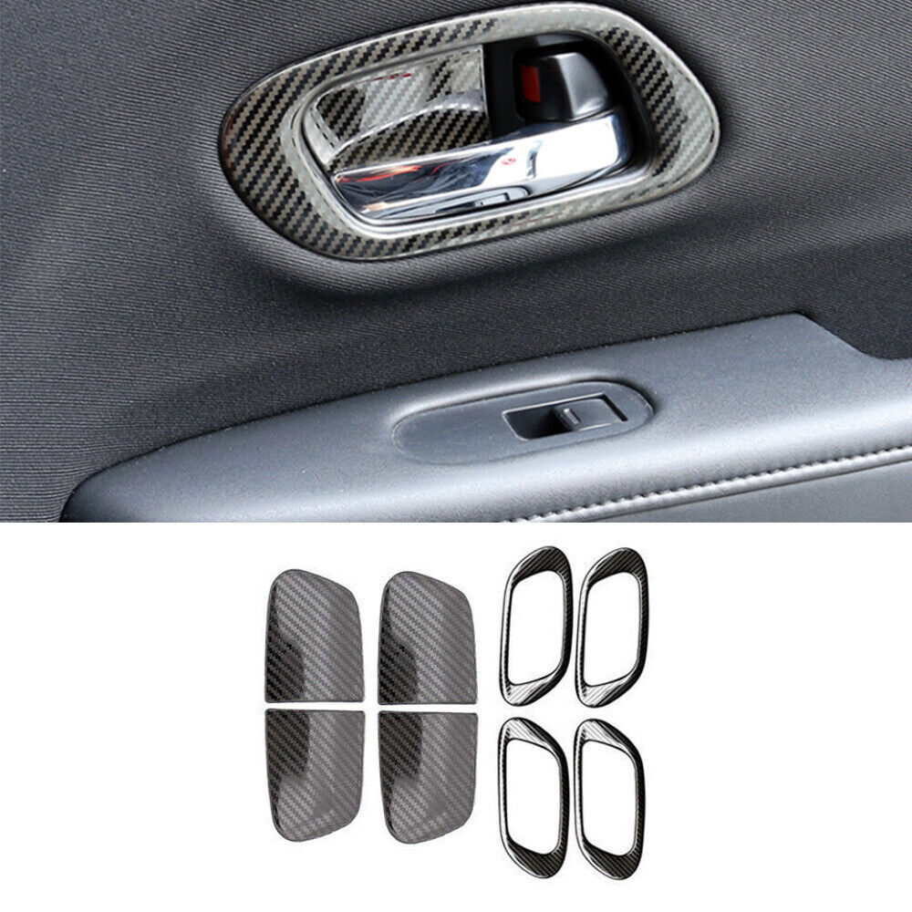 8x For Honda HR-V 2016-2022 Steel Carbon Fiber Inner Door Handle Bowl Cover Trim