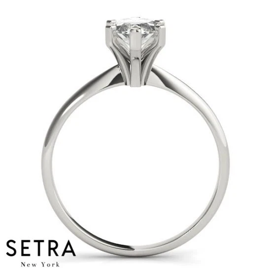 Solitaire Marquise Lab Created  Cut Diamond Engagement Ring 14k Gold - Image 4 of 4