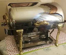 VTG Bon Chef Royal Majestic  8qt. Stainless Steel Buffet Chafer W/Brass Legs 