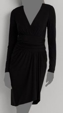 Lauren Ralph Lauren Women's Black Ruched Surplice Long Sleeve Dress Sz 18