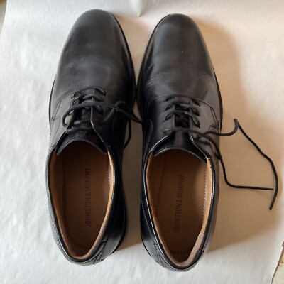 HARMON PLAIN TOE MEN'S SHOES M BLACK LEATHER JOHNSTON MURPHY  Banks