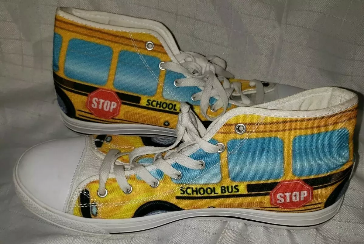 Yellow School Bus Shoes Sneakers Unisex SZ 12 Sneakers Bus Driver