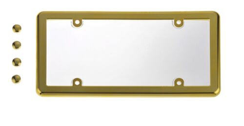 UNBREAKABLE Clear License Plate Shield Cover + GOLD Frame for HONDA - Picture 1 of 1