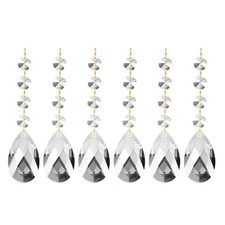 Teardrop Crystal Chandelier, 6 Pack 120mm Length Prisms Part Electroplating Gray