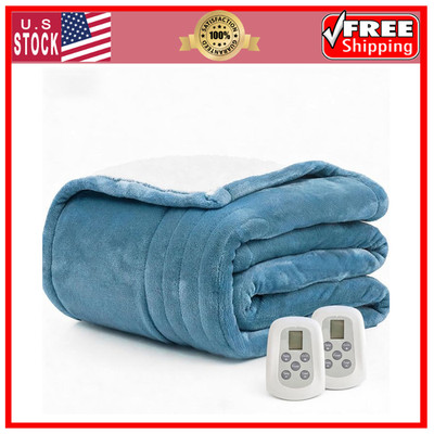 Queen Size Heated Blanket 84x90 Dual Control 10 Heat Levels Overheat Protection