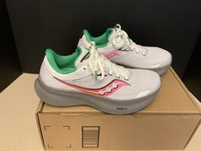 New Womens Saucony Ride 16 White/Gravel/Pink Running Shoes. Size 6. Awesome  