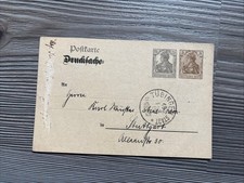 Postkarte Drucksache T&uuml;bingen Nach Stuttgart Gelaufen 1919 Stempel