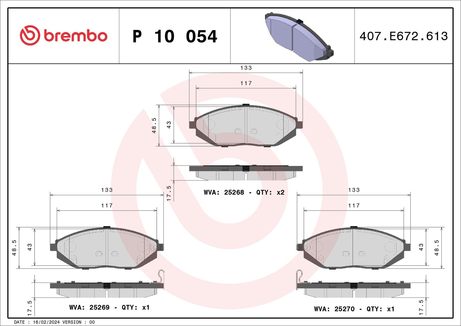 Fits BREMBO P 10 054 HAM PADS. FRONT CHEVROLET SPARK 10- FRONT ⭐UK Stock⭐ - Image 21
