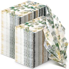 200 Pcs Greenery Paper Napkins 3 Ply Disposable Hand Towels for Bathroom Green