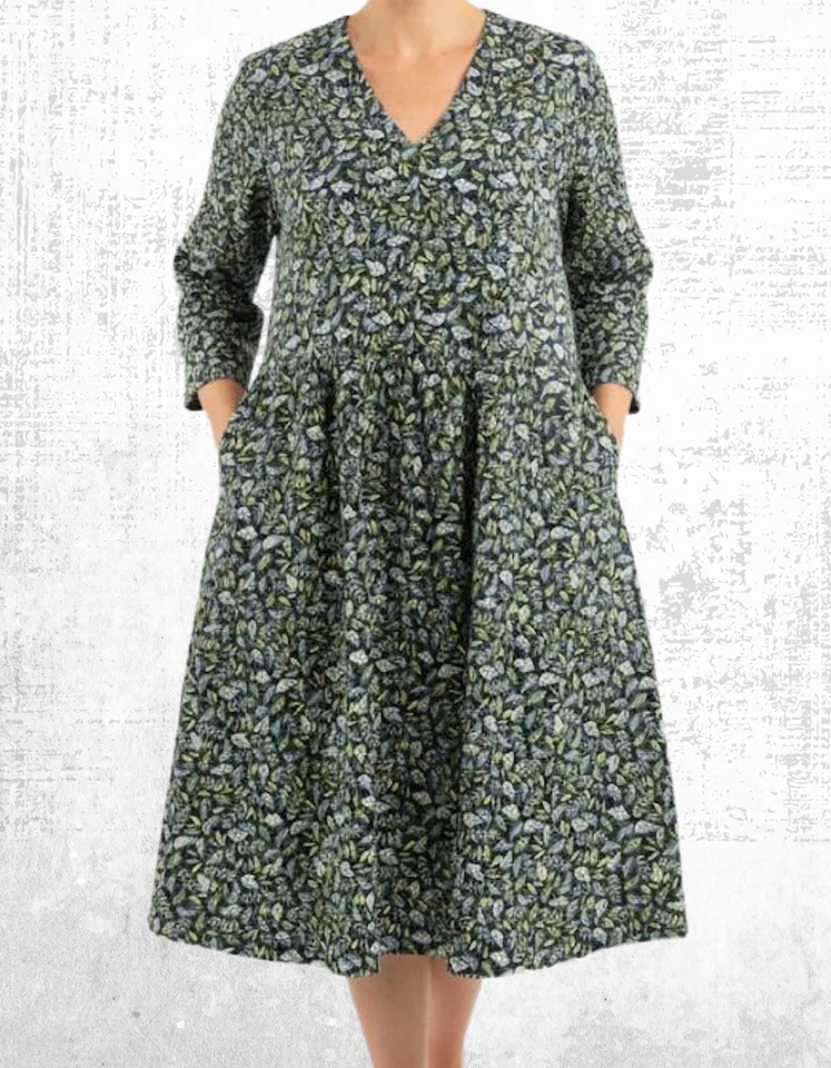 Women’s Seasalt Jersey Dress ¾ Sleeve V Neck Cotton Foliage Maritime Cotton - Image 3 of 4