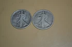 PAIR OF (2) 1917-S WALKING LIBERTY HALF DOLLAR COINS 90% SILVER ABOUT GOOD