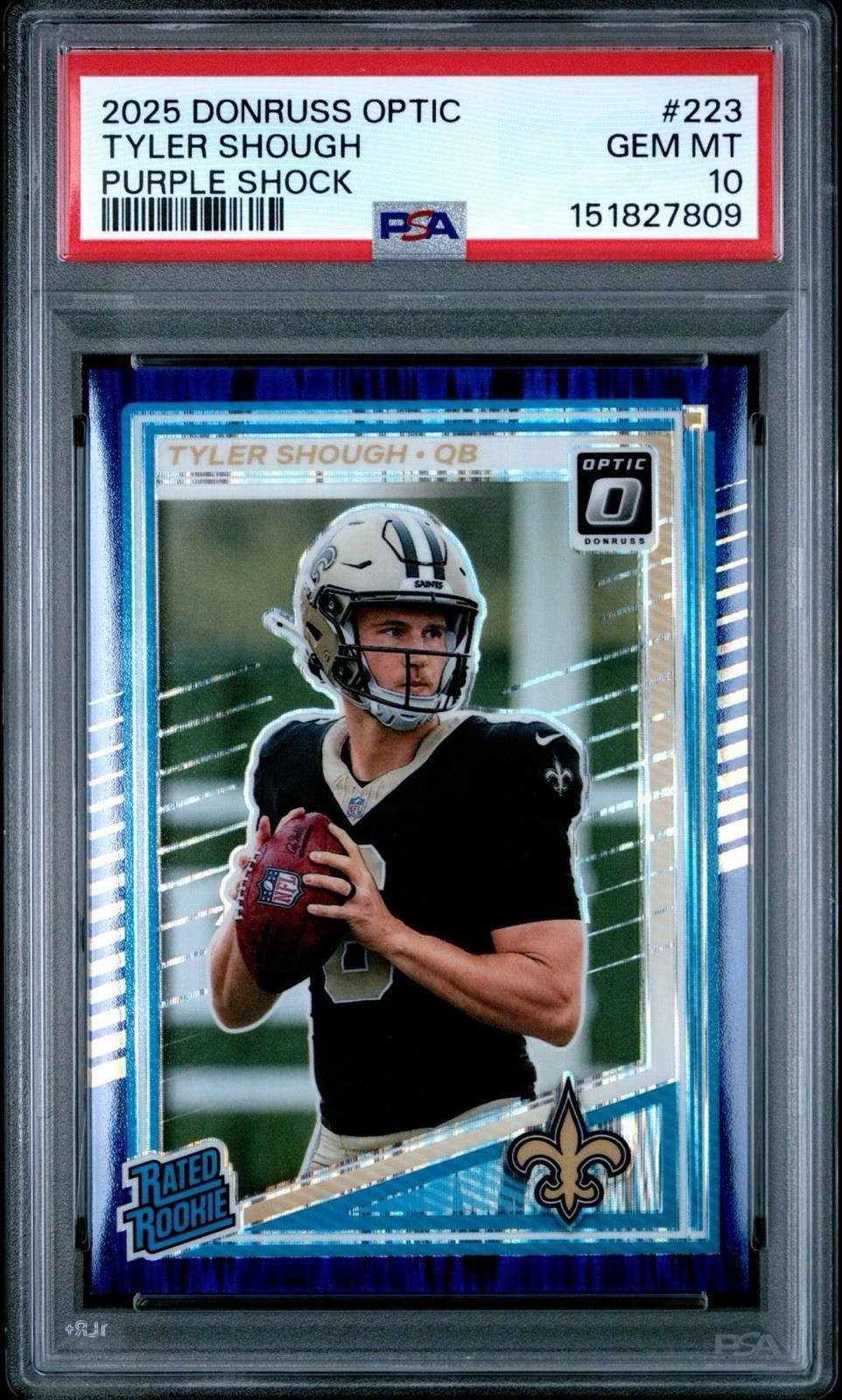 Tyler Shough Panini Donruss Optic #223 Purple Shock