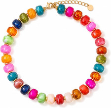 Colorful Beaded Necklace for Women Trendy, Chunky Resin Bead Statement Necklace,