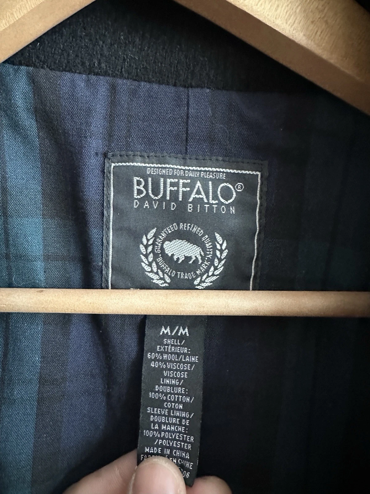Buffalo Men's Button Front Bib Chest Pocket Lapel Wool Coat Jacket Black M 36x32 image 3