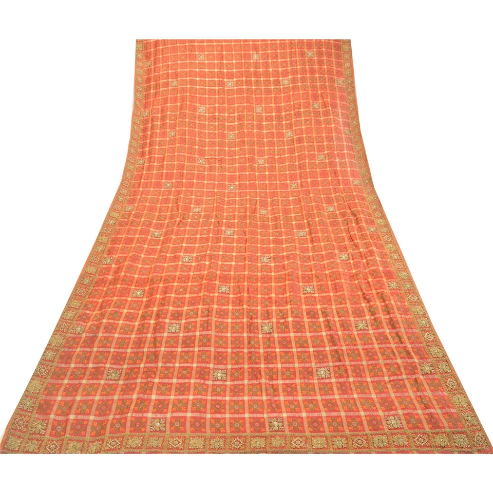 Estola de boda tejida a mano de tela de seda pura Dupatta roja de colección Sanskriti Foto 4 de 4