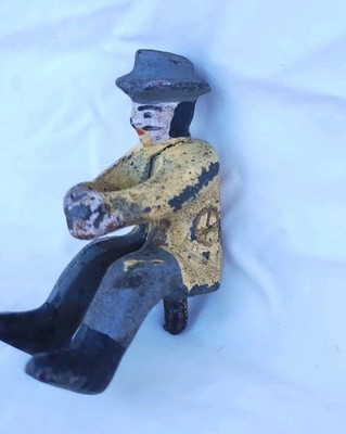 Antique Cast Iron Wagon Driver Figure Yellow - Silver color Suit 2.5'' Toy