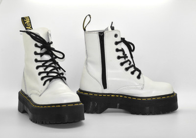 B5 Auth DR MARTENS Jadon White Smooth Leather 8-Eye Platform Boots Size EU 36