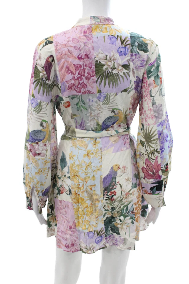 Vestido Camisa Zara Mujer Multicolor Floral Manga Larga Viscosa Talla S Foto 3 de 4