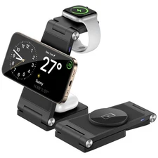 Magnetic Wireless Charger Stand 3-in-1 Foldable Travel Dock for iPhone Apple ...
