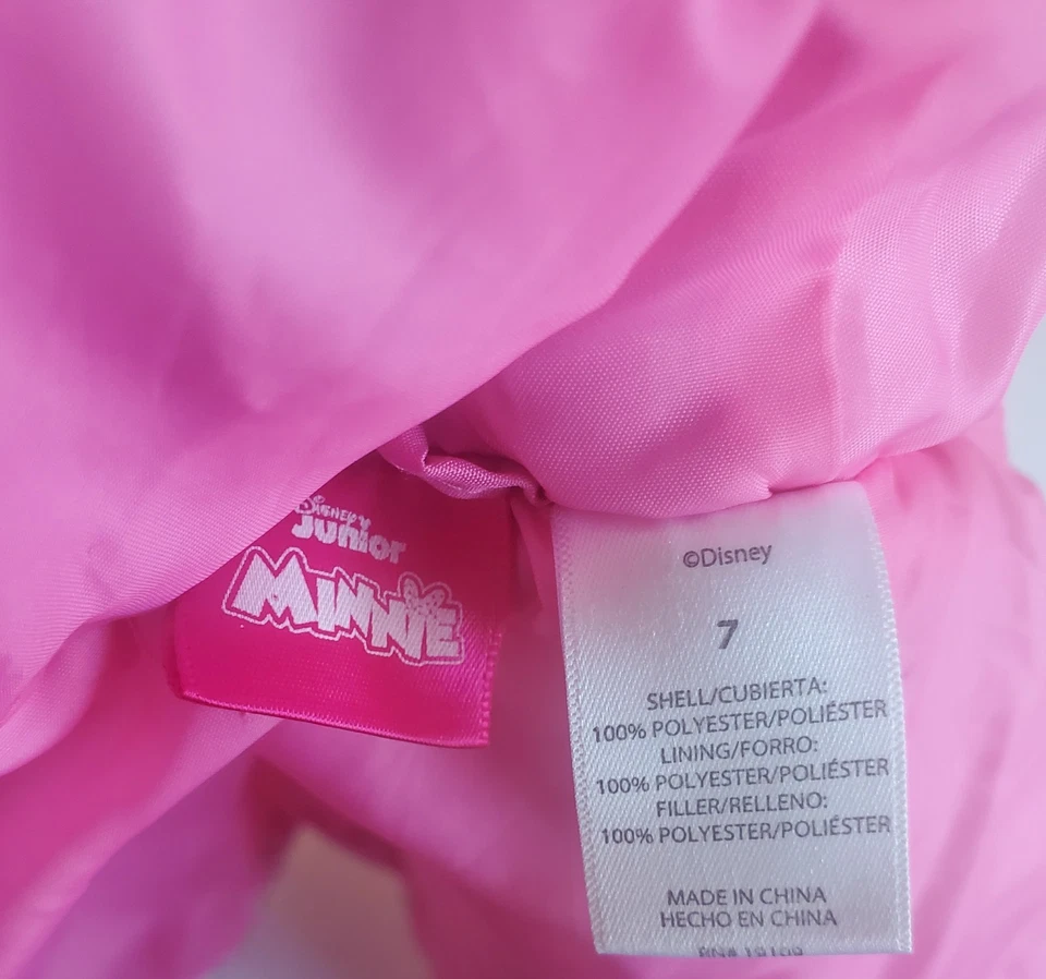 Предварительно любимый розовый горошек Минни-Маус размер 7 свет Puff пальто куртка с карманами - Изображение 3 из 4
