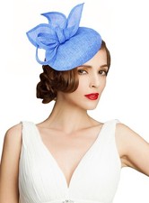 Sinamay Flower Feathers Pillbox FascinatorHat Derby Headband forWeddingTea Pa...