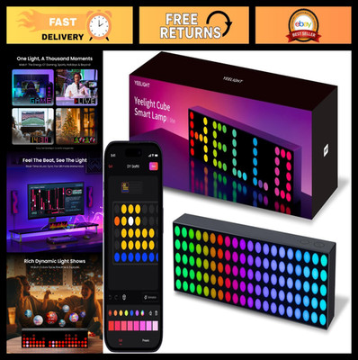 Smart LED Pixel Display - RGB Gaming Desk Decor, Clock, Custom Text & Emoji, Mus