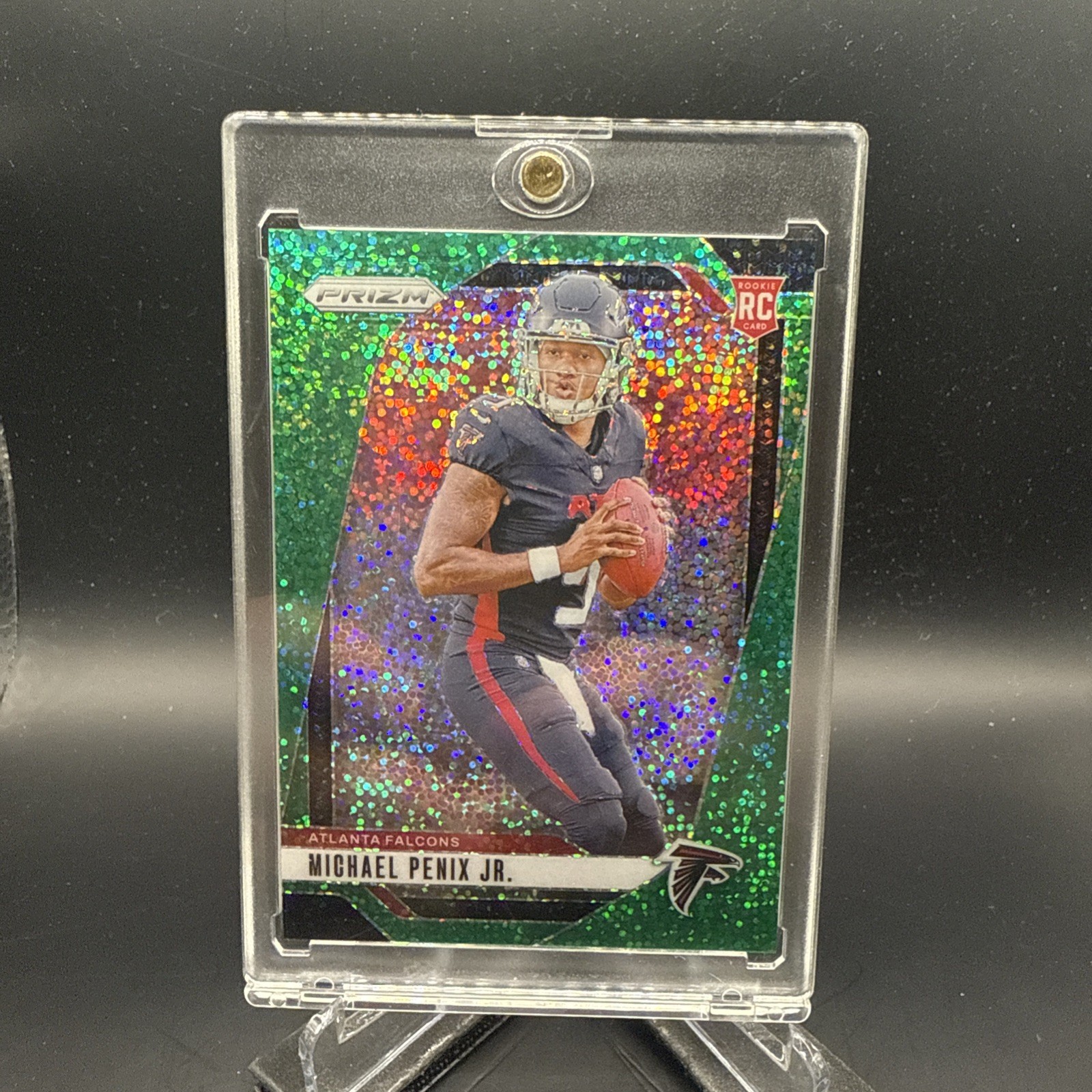 2024 Panini Prizm #378 Michael Penix Jr Green Sparkle Prizm Rookie RC 4/8