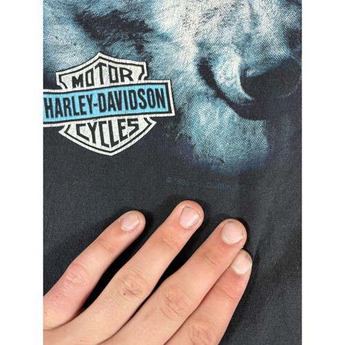 Vintage 90s Harley Davidson Wolf T Shirt Mens XL Black Ithaca Newfield New York - Picture 3 of 8