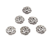 10mm Hand Crafted Sterling Silver .925 Bali Flower Bead Caps- C11392
