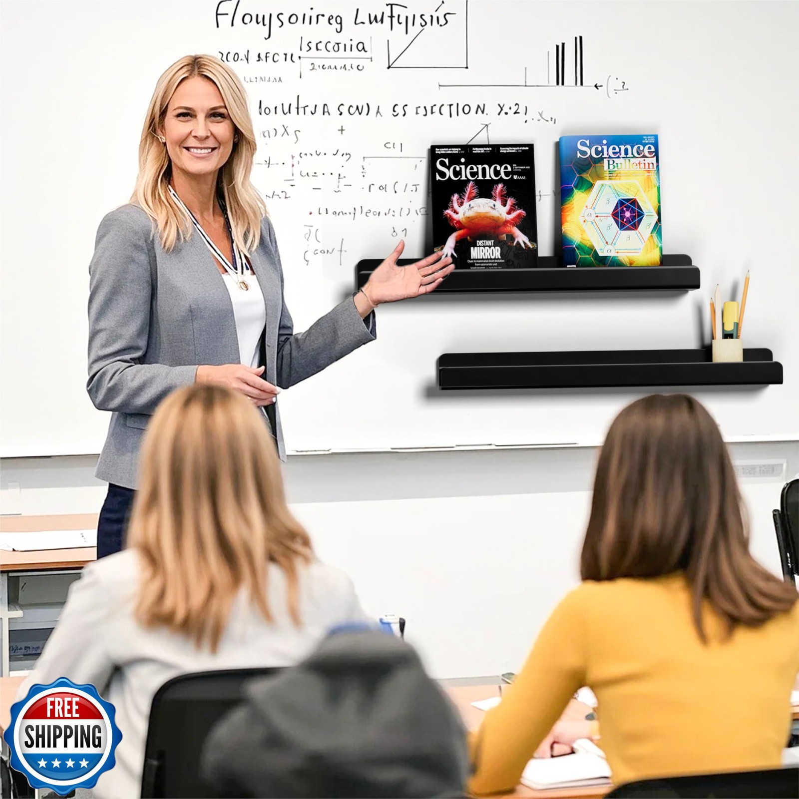 FUCDTEFC 2 Pcs Magnetic Book Shelf for Whiteboard, Strong Adsorption Reusable