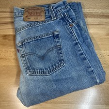 Vtg 90s Levi's 501 Jeans Blue Denim USA Made Button Fly 30X34 28.5x32 Red Tab