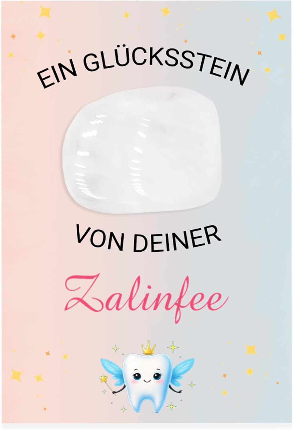 Zahngeschenk Set für Mädchen Glücksstein Karte Beutel Kinderzahnfee Geschenk
