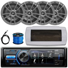JVC KD-X560BT Single-DIN Marine Radio W/White Cover, 4x 6.5" 180W Max Speakers