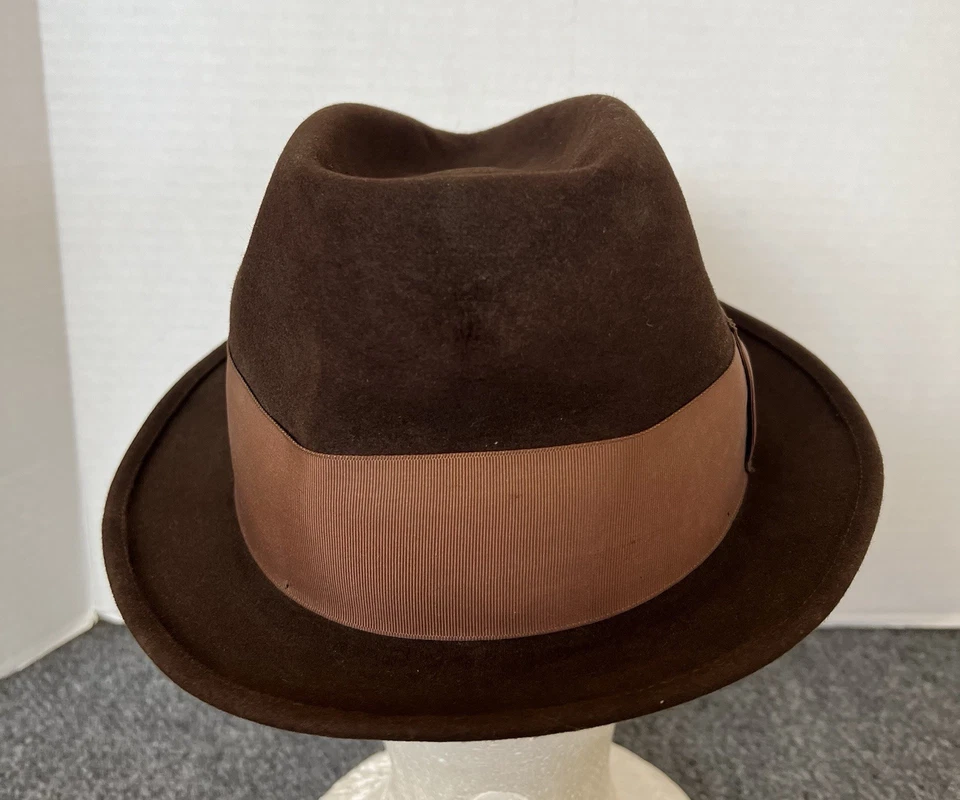 Gorra Royal Stetson De Colección Fedora Para Hombres Talla 7 3/8 Marrón Lana Clásica Informal Foto 3 de 4
