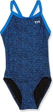 NWT TYR Girls' Durafast Elite Diamondfit Swimsuit One Piece Blue Lapped Size 24
