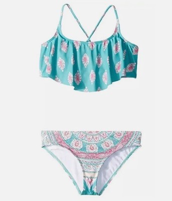 Billabong Girls Medallion Madness Flutter Swim Set Multicolor Sz 10