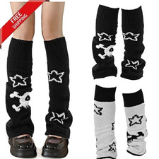 Star Skull Leg Warmers Y2K Gothic Fluffy Reversible Punk Kawaii Legwarmers Women